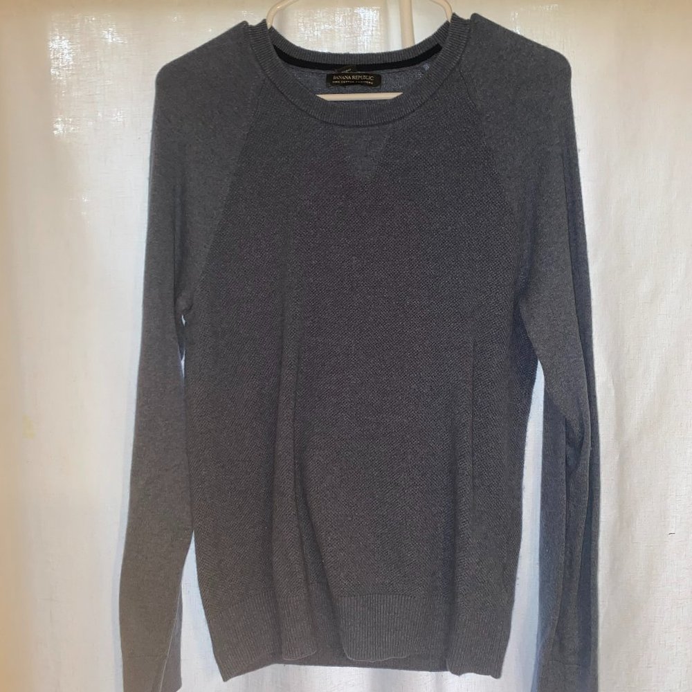 BANANA REPUBLIC Men's Size Small Cashmere Crewneck Blend Blue Sweater